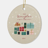 Personalisieren Sie Kraft Family Christmas Geschen Keramik Ornament (Links)