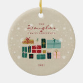 Personalisieren Sie Kraft Family Christmas Geschen Keramik Ornament (Hinten)