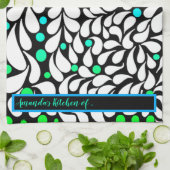 Personalisieren Sie kühne moderne Blume Blau aquam Geschirrtuch (Gefaltet)