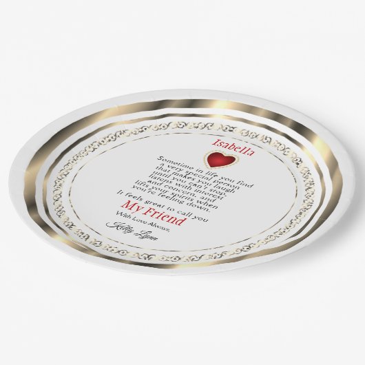 Personalisieren Sie Leckerei Plate - Freunde, Fami Pappteller (Schrägansicht)