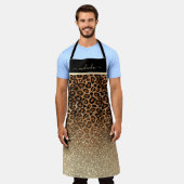 Personalisieren Sie Leopard Glitzer Animal Print Schürze (Getragen)