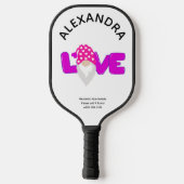 Personalisieren Sie Liebe Gnome Heart Pink Lila Pickleball Schläger (Rückseite)
