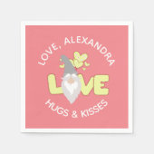 Personalisieren Sie Liebe Gnomen Herzgelb und grau Serviette (Vorderseite)