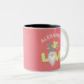 Personalisieren Sie Liebe Gnomen Herzgelb und grau Zweifarbige Tasse (VorderseiteRechts)