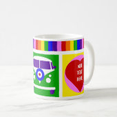 Personalisieren Sie Liebe und Friedenscamper Van L Kaffeetasse (VorderseiteRechts)