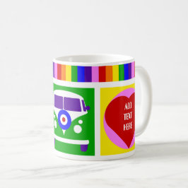 Personalisieren Sie Liebe und Friedenscamper Van L Kaffeetasse