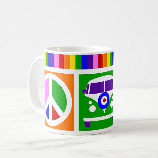 Personalisieren Sie Liebe und Friedenscamper Van L Kaffeetasse (Vorderseite Links)