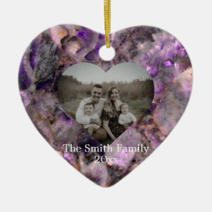 Personalisieren Sie lila Amethyst Quarz Marmorstei Keramik Ornament