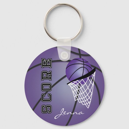 Personalisieren Sie Lila Basketball Schlüsselanhänger (Rückseite)