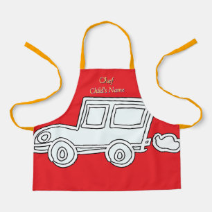Personalisieren Sie lustige Autos Kinder Red Craft Schürze
