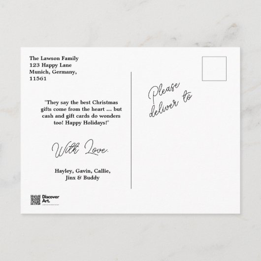 Personalisieren Sie lustige Weihnachten Postkarte (Rückseite)