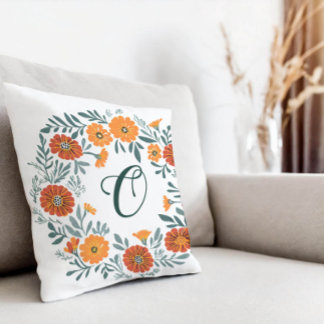 Personalisieren Sie Marigold Floral Wreath Pillow Kissen