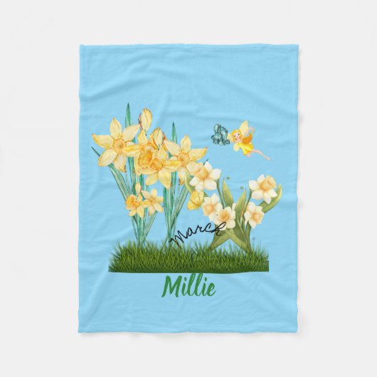 Personalisieren Sie März Birth Blume & Stone Fleecedecke (Vorderseite)