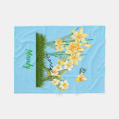 Personalisieren Sie März Birth Blume & Stone Fleecedecke (Vorderseite (Horizontal))