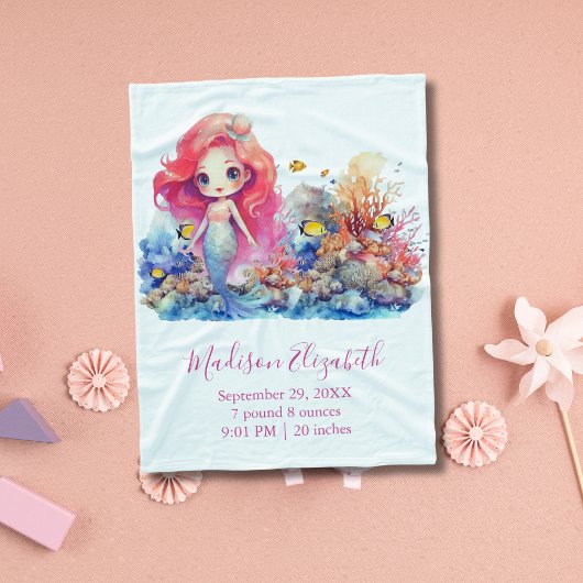 Personalisieren Sie Mermaid Baby Shower Baby Girl  Fleecedecke