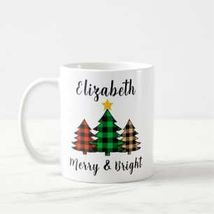 Personalisieren Sie Merry & Bright Tree Coffee Tas Kaffeetasse