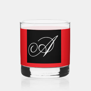 Personalisieren Sie mit Ihrem anfänglichen Rot Whiskyglas