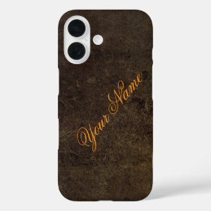 Personalisieren Sie mit Ihrem Namen dunkel rustika iPhone 16 Hülle