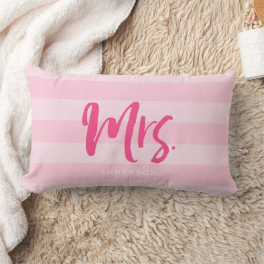 Personalisieren Sie mit Name Frau Preppy Pink Stri Lendenkissen (Decke)
