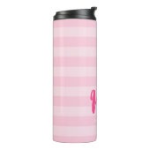 Personalisieren Sie mit Name Frau Preppy Pink Stri Thermosbecher (Nach links gedreht)