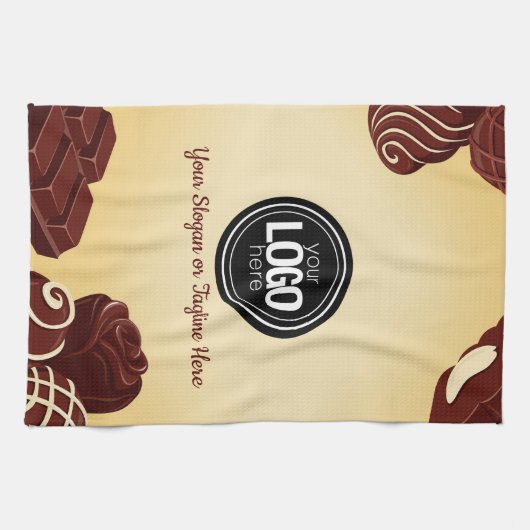 Personalisieren Sie moderne Schokoladengeschäfte Geschirrtuch (Horizontal)