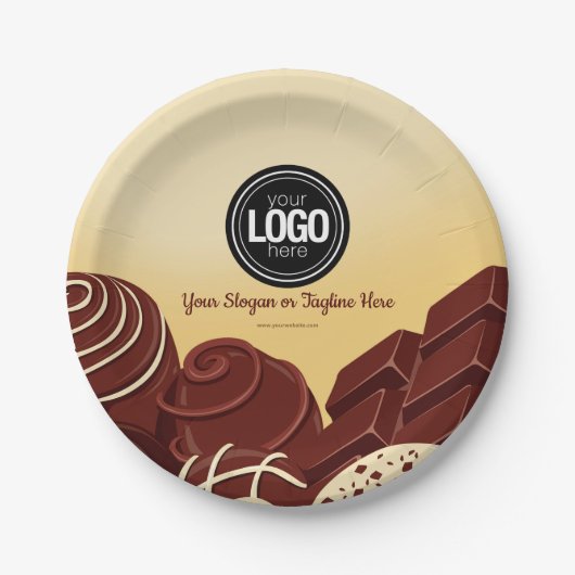 Personalisieren Sie moderne Schokoladengeschäfte Pappteller (Vorderseite)