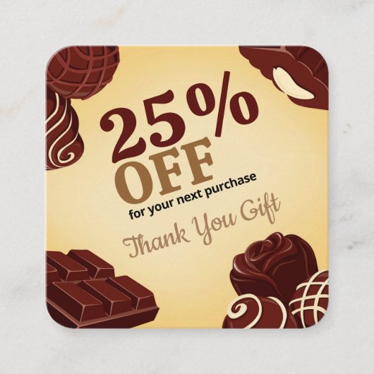 Personalisieren Sie moderne Schokoladengeschäfte Rabattkarte (Vorderseite)