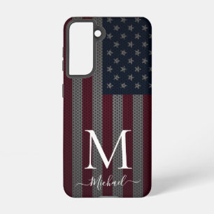 Personalisieren Sie Monogram American Flag Metalli Samsung Galaxy Hülle