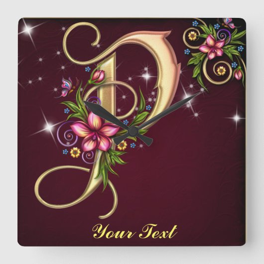 Personalisieren Sie Monogram P Wall Clock Quadratische Wanduhr (Vorderseite)