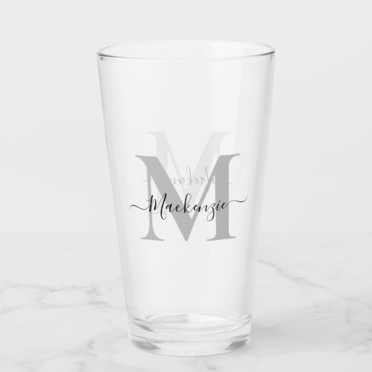 Personalisieren Sie Monogramm Anfangsname Trinken Glas (Vorderseite)