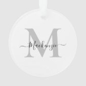 Personalisieren Sie Monogramm Initialname Acrylic Ornament (Rückseite)