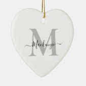 Personalisieren Sie Monogramm Initialname Herz Keramik Ornament (Rechts)