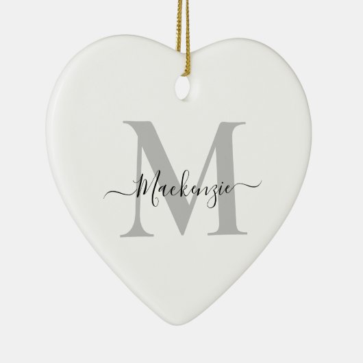 Personalisieren Sie Monogramm Initialname Herz Keramik Ornament (Rechts)