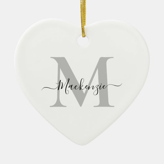 Personalisieren Sie Monogramm Initialname Herz Keramik Ornament (Vorne)