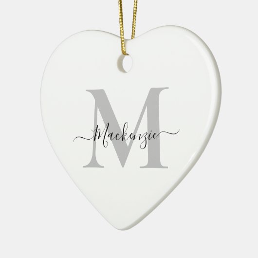Personalisieren Sie Monogramm Initialname Herz Keramik Ornament (Links)