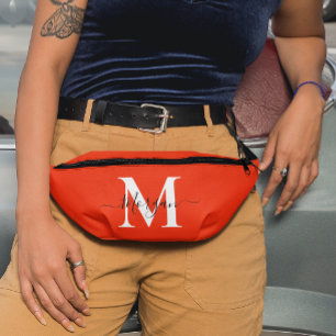 Personalisieren Sie Monogramm Initialname Orange Bauchtasche