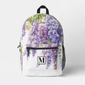 Personalisieren Sie Monogramm lila Aquarellweister Bedruckter Rucksack (Vorderseite)