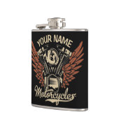 Personalisieren Sie Motorradfahrer Garage Flachmann (Links)