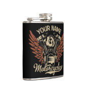 Personalisieren Sie Motorradfahrer Garage Flachmann (Rechts)