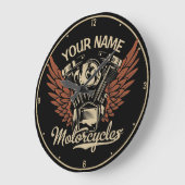 Personalisieren Sie Motorradfahrer Garage Große Wanduhr (Winkel)