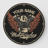 Personalisieren Sie Motorradfahrer Garage Große Wanduhr (Vorderseite)