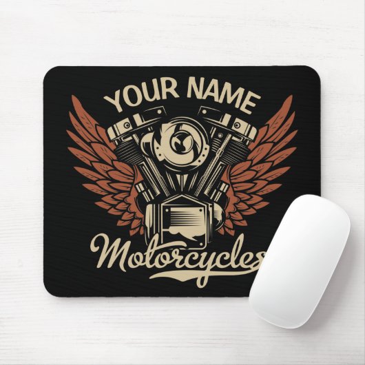 Personalisieren Sie Motorradfahrer Garage Mousepad (Mit Mouse)