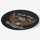 Personalisieren Sie Motorradfahrer Garage Pappteller (Schrägansicht)