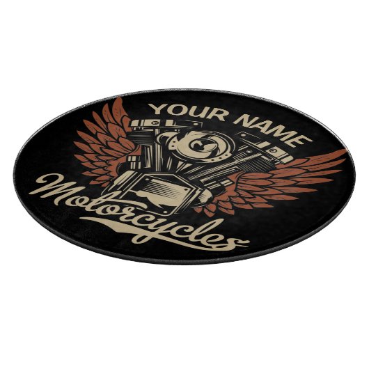 Personalisieren Sie Motorradfahrer Garage Schneidebrett (Ecke)