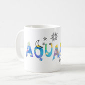 Personalisieren Sie Name AQUARIUS Geburtstag Zodia Kaffeetasse (Vorderseite Links)