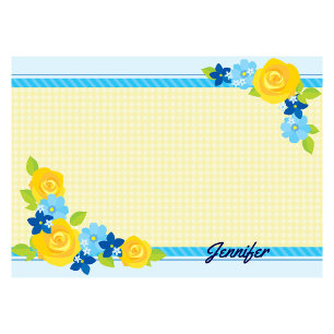 Personalisieren Sie Name Blue Yellow Floral Person Post-it Klebezettel