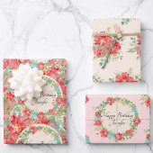 Personalisieren Sie Name Blume Wreath 3 Frühjahr G Geschenkpapier Set