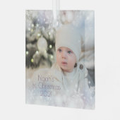 Personalisieren Sie Name & Foto Baby's First Chris Ornament Aus Glas (Vorderseite links)