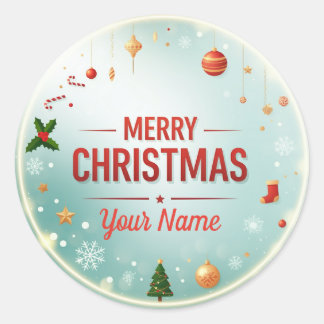 Personalisieren Sie "Name" Mery Christmas Runder Aufkleber