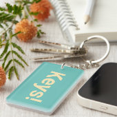 Personalisieren Sie Name & Nachricht, blassgelb &  Schlüsselanhänger (Vorderseite rechts)